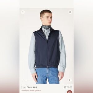 Loro Piana Men's Navy Blue Vest US38 (Small/Medium). Reversible. Cashmere/Storm